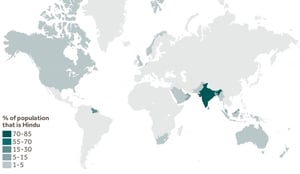 World Map of Hindu Population