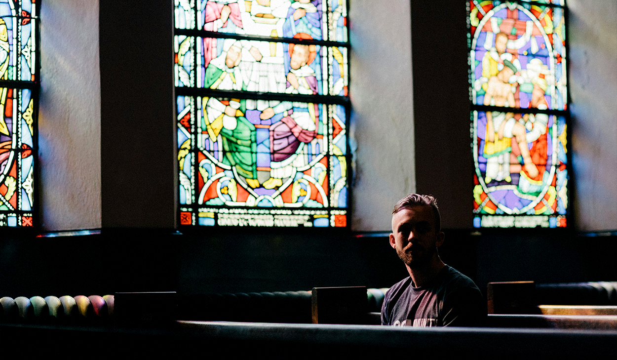 Man sitting in a church