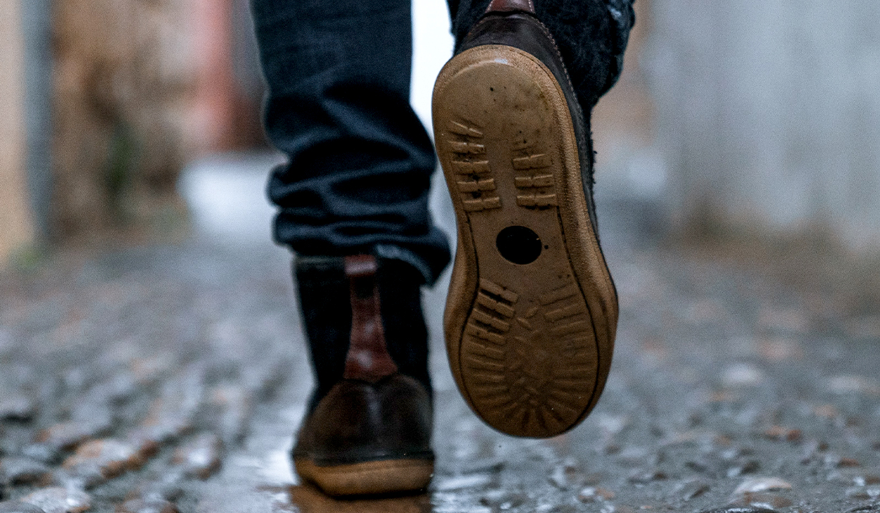 Person walking down a street