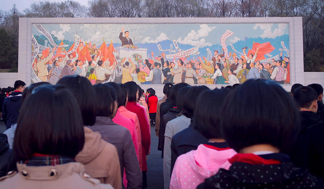 People standing in North Korea