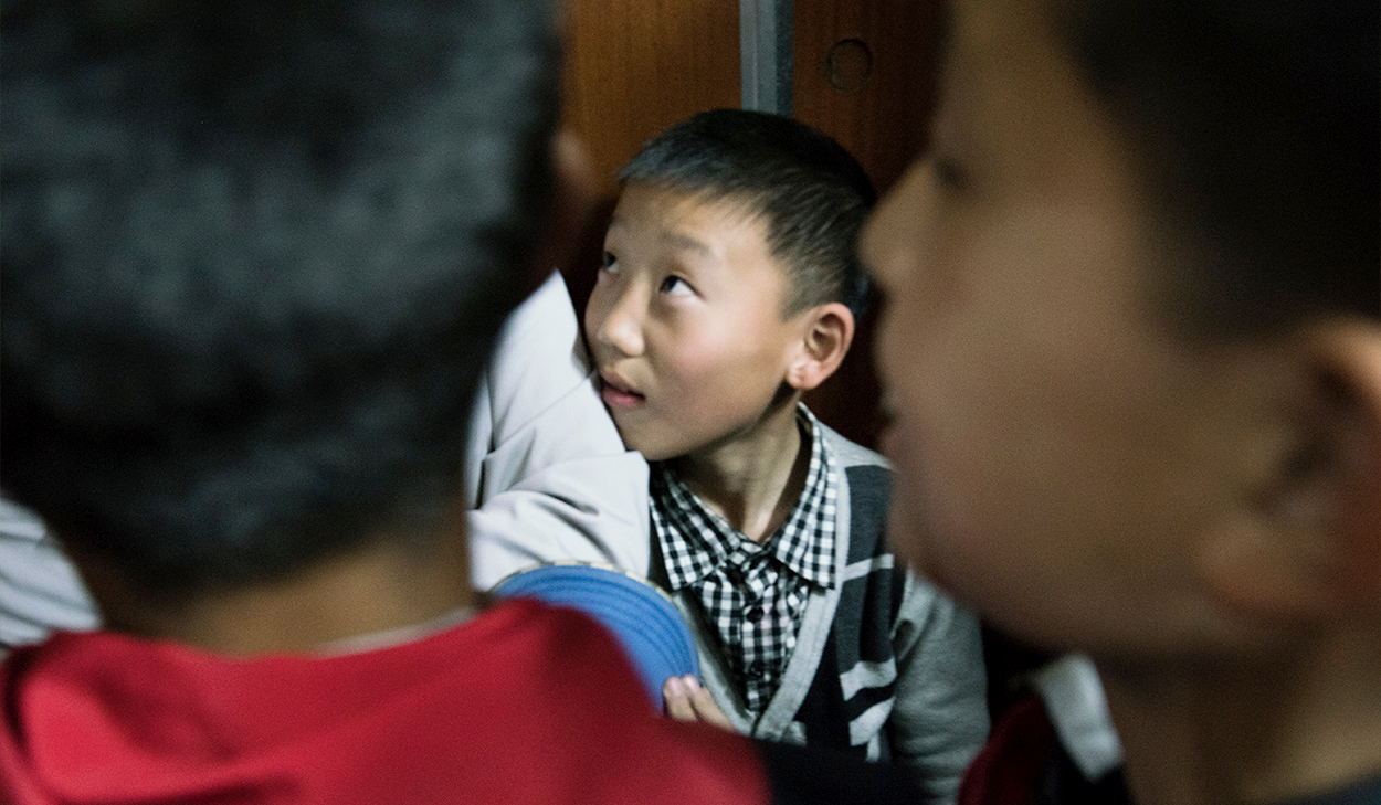 Boy in an elevator