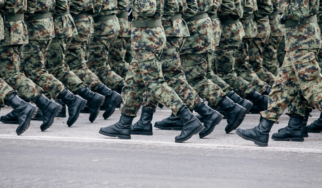 Soldiers marching