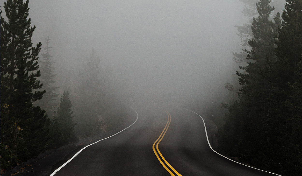 Road leading to fog