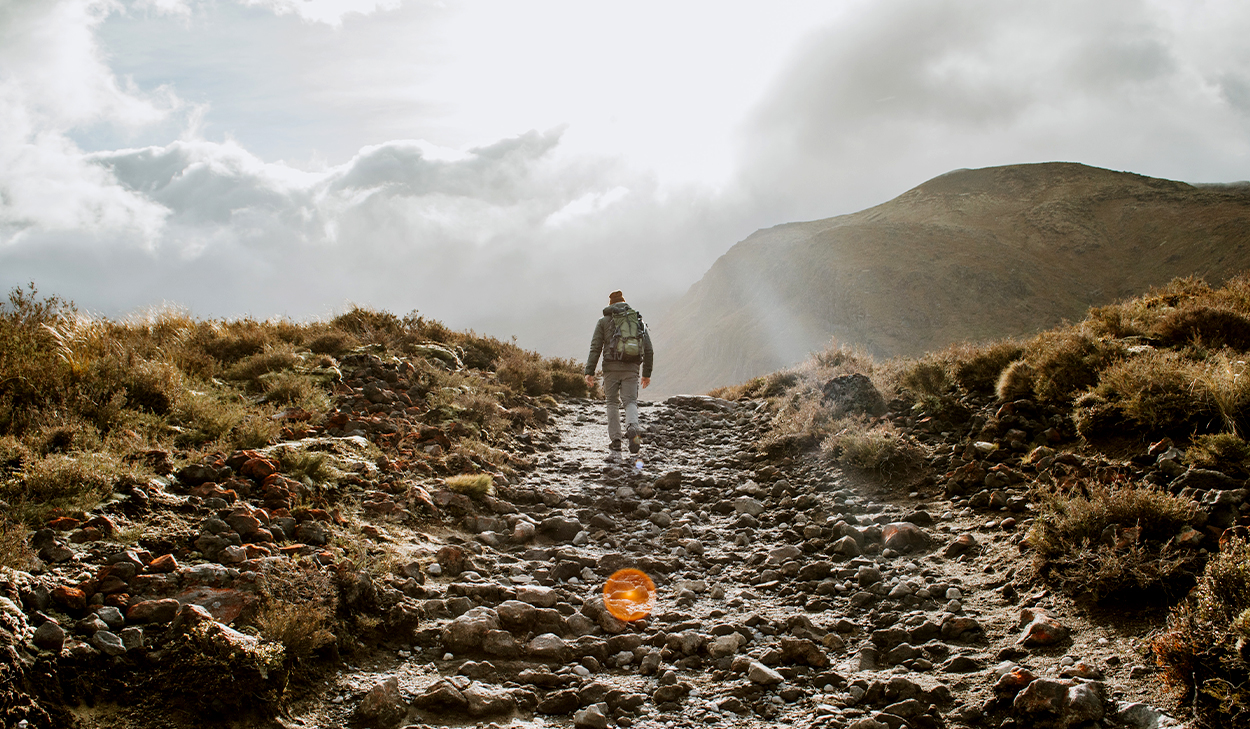 Man walking on a trail