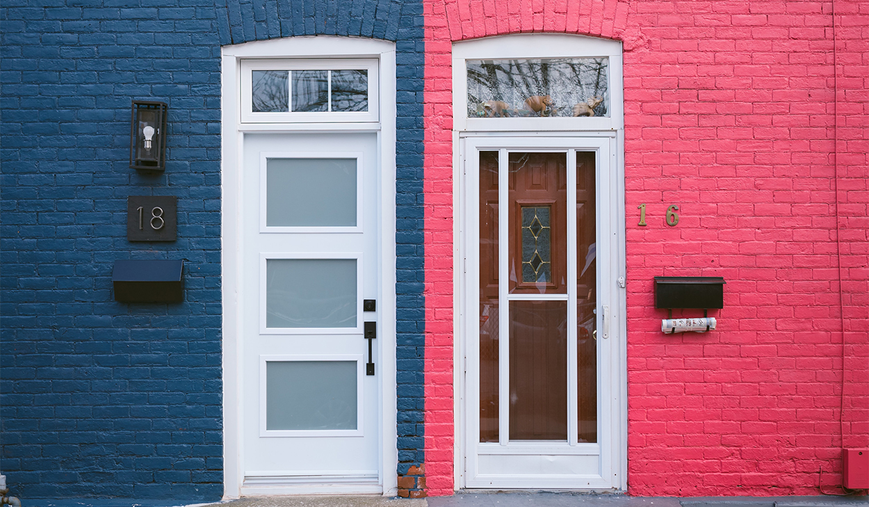 Different colored doors