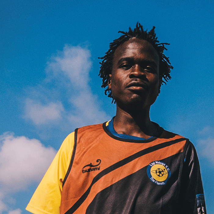 African man with a soccer jersey