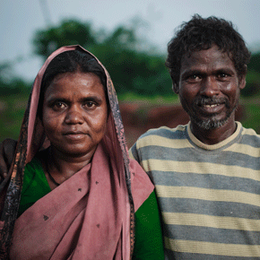 Smiling Buddhist couple