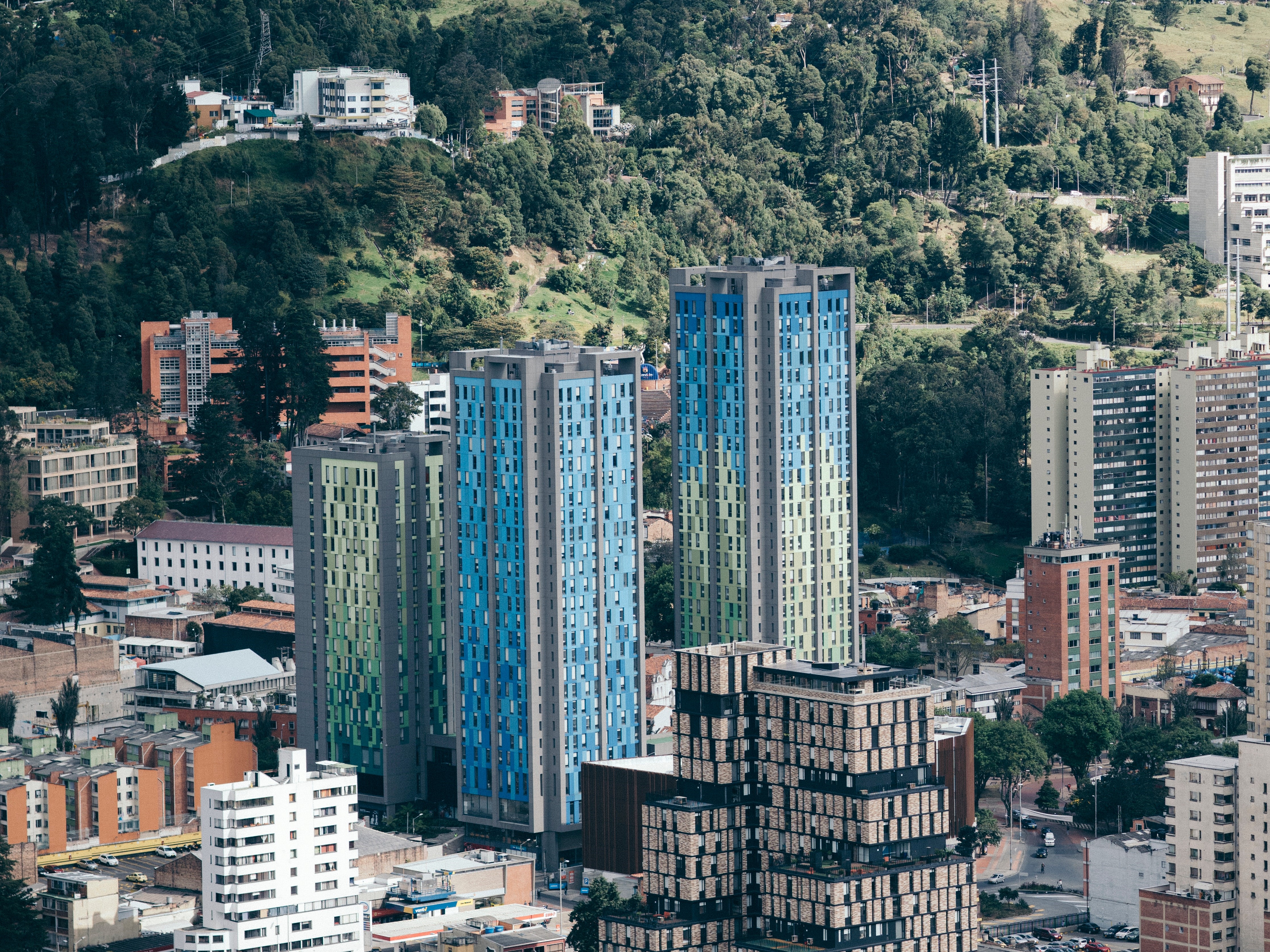 City of urban Bogota with high rise buildings, Colombia
